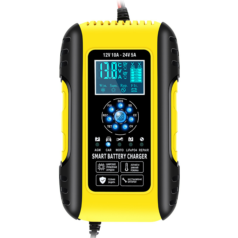 E-FAST зарядно за акумулатори на автомобили и мотоциклети, вход 110–240V AC, изход 12V/24V DC, ток зарядки 1A