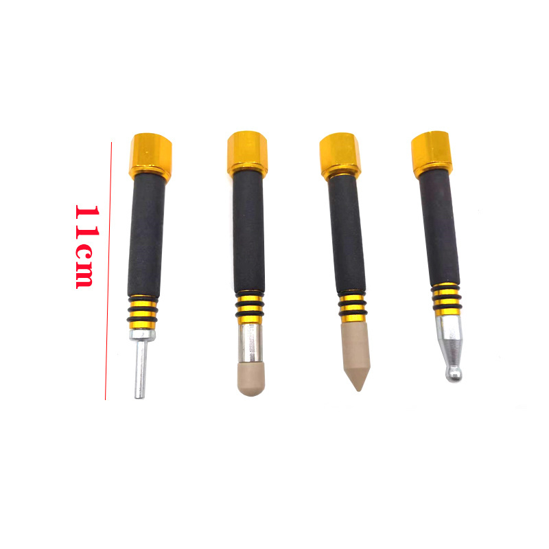 Комплект от 4 инструмента за ремонт на вдлъбнатини в автомобили с подменяеми глави, магнитна ударна писалка и изглаждане на вдлъбнати и изпъкнали форми