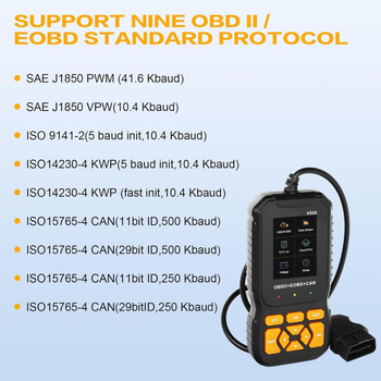 OBD2 automašīnas skeneris diagnostikas rīks V520 — AERMOTOR, 12-24V, darba temperatūra 50°C