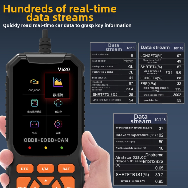VIC C01 Rokas automobiļu diagnostikas instruments – 12V barošana, modelis C01, darba temperatūras diapazons -20°C līdz 80°C