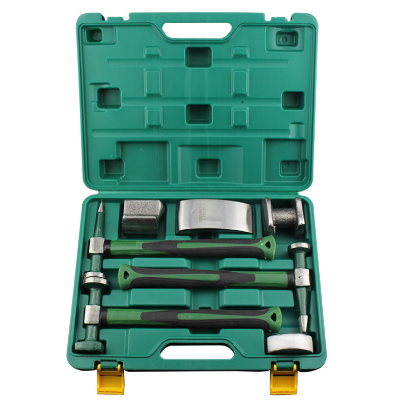 TOTCHI lakštinių plokščių plaktukas, 9 dalių rinkinys auto plektrų remontui, galvos medžiaga aukštos anglies plienas, rankena iš plastiko, ilgis 280 mm