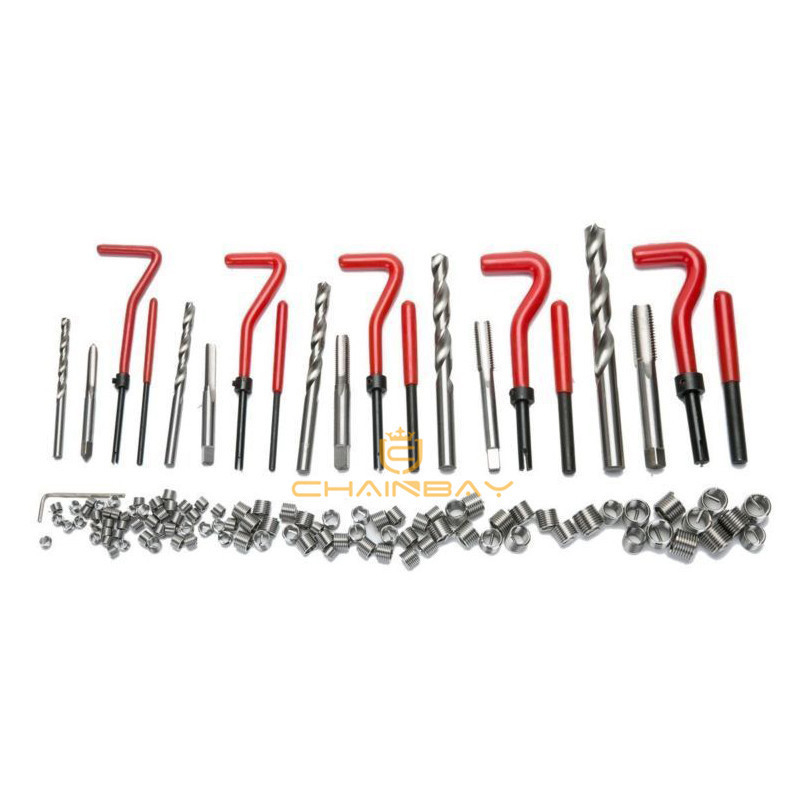 131 darabos készlet menetfúrási és gyújtógyertya javító eszközök autóhoz | CHAINBAY, Acél, Nettó tömeg 2.5