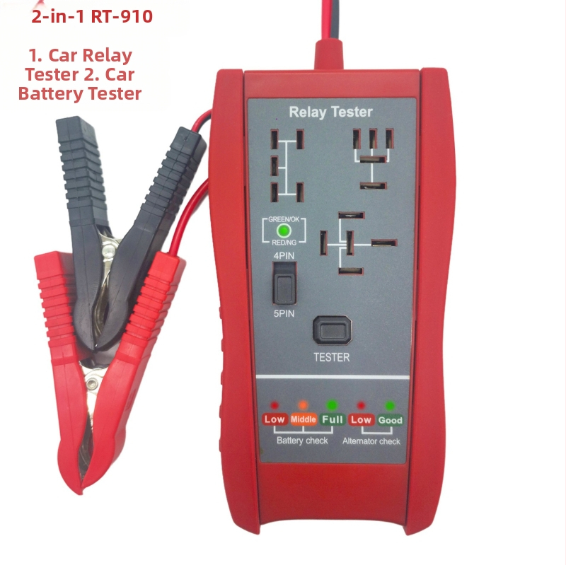 RT-910 divu funkciju auto releja un akumulatora detektors – auto defektu detektors, 12V, 0–40°C, atklāšanas sistēma 6–16