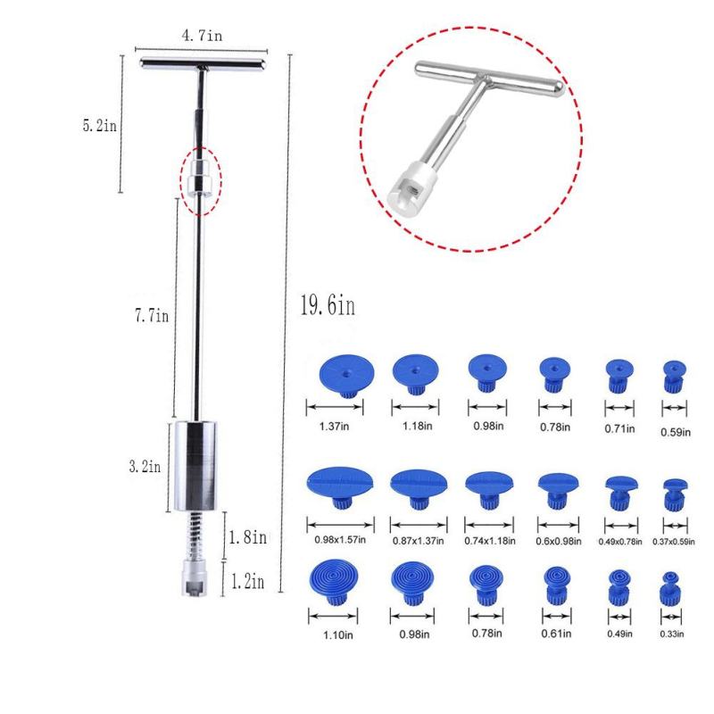 Σετ εργαλείων επιδιόρθωσης βαθουλωμάτων αυτοκινήτου με εξολκέα τύπου Τ — μοντέλο DFR45, OEM, καθολική συμβατότητα