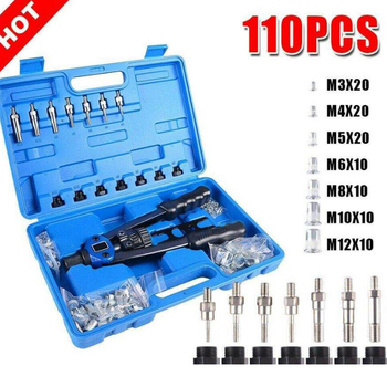 110 τεμ. Σετ ριβέτ με χειροκίνητο πιστόλι, M3-M8 νήματα