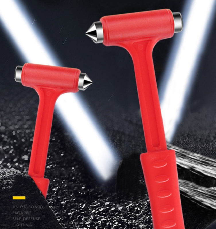 Automobilio saugos plaktukas, prekės ženklas Security, plastiko ir metalo korpusas, daugiafunkcinis gelbėjimo įrankis, stiklo laužimo įrankis