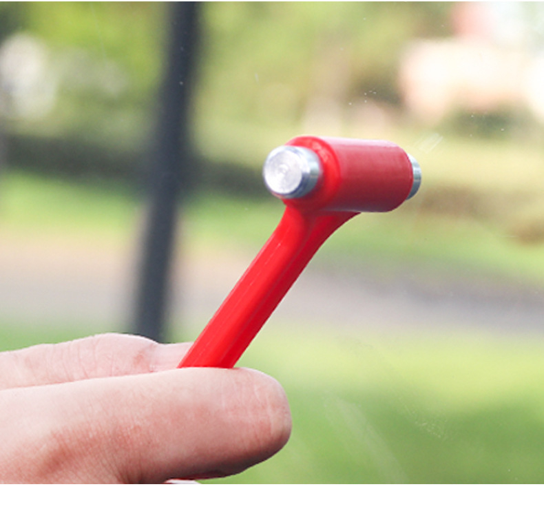 Automobilio saugos plaktukas, prekės ženklas Security, plastiko ir metalo korpusas, daugiafunkcinis gelbėjimo įrankis, stiklo laužimo įrankis