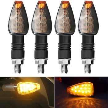 Φλας μοτοσικλέτας 14LED με F5 straw hat LED, 12V, 1.5W, ABS+ακρυλικό
