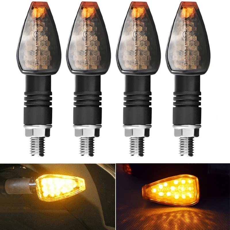 Φλας μοτοσικλέτας 14LED με F5 straw hat LED, 12V, 1.5W, ABS+ακρυλικό