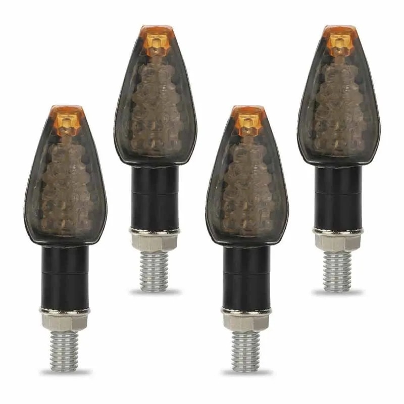 Φλας μοτοσικλέτας 14LED με F5 straw hat LED, 12V, 1.5W, ABS+ακρυλικό