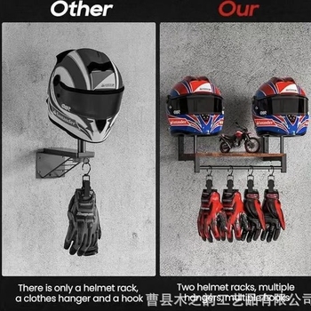 Дървен стенен държач за каски – витрина за каски за магазин, многоетажен дизайн