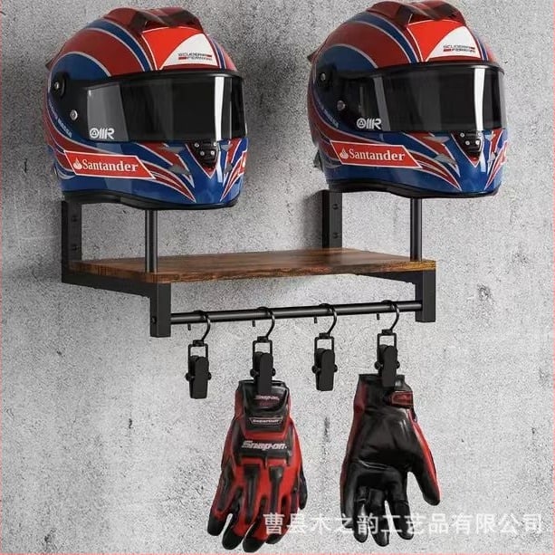 Дървен стенен държач за каски – витрина за каски за магазин, многоетажен дизайн