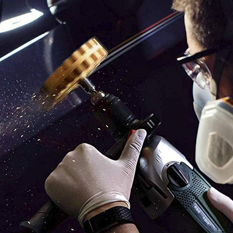 3 daļu komplekts līmes noņemšanai no aplikācijām, svītrainais gumijas ritenis un plastmasas skuveklis līmes noņemšanai