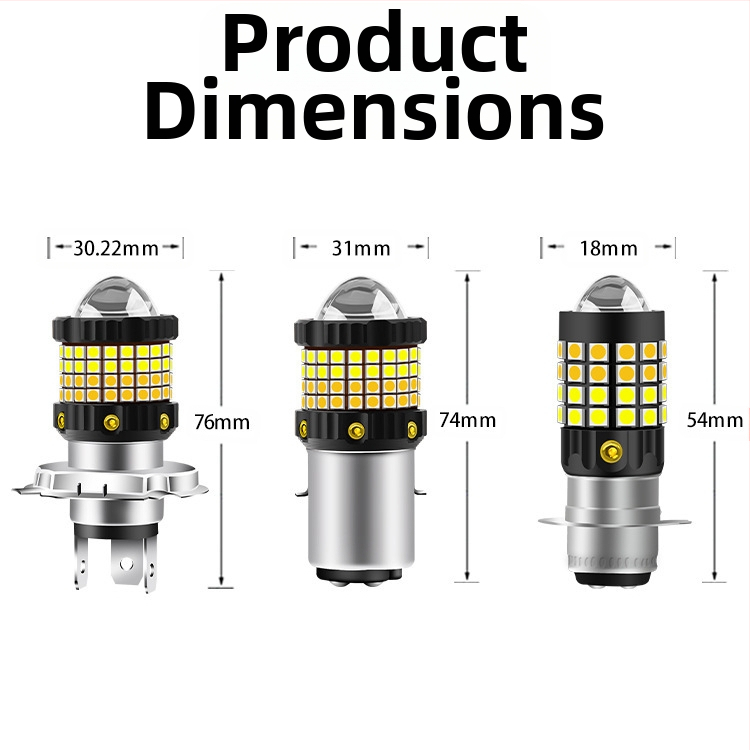 LED фар за автомобили и мотоцикли, съвместим с H4/H6/BA20D/P15D, 12–80V, 12W, 2400 lm, IP65