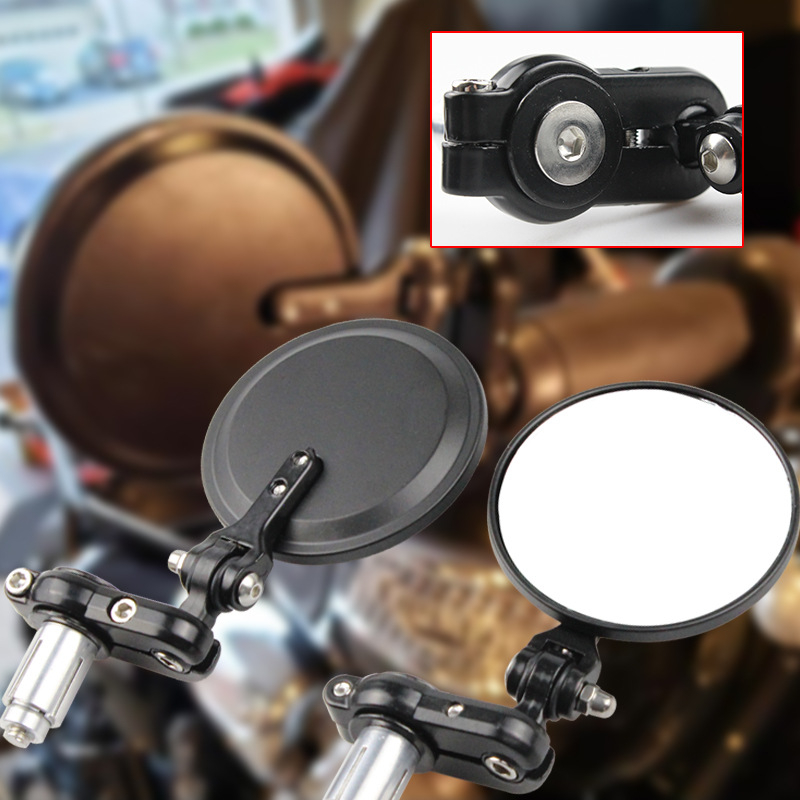 Aizmugurējais atpakaļskata spogulis, apaļš; Modelis: 001 saliekamais spogulis; Spoguļa tips: plakanais; Spriegums: 12V; Der motocikliem un elektrotransportam