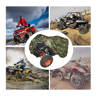 ATV/Pludmales buggy pārsegs — ūdensizturīgs, pret putekļiem un izturīgs pret ūdens spiedienu; materiāls: zīda poliesters; svars 0,5 kg