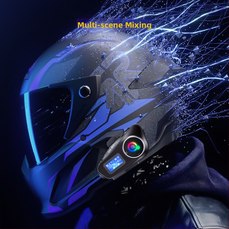 Q58MAX Bluetooth интерком шлем слушалка с FM радио и TF карта, обхват 20 м, Bluetooth 5.3, стерео двустранен звук, 22 ч батерия