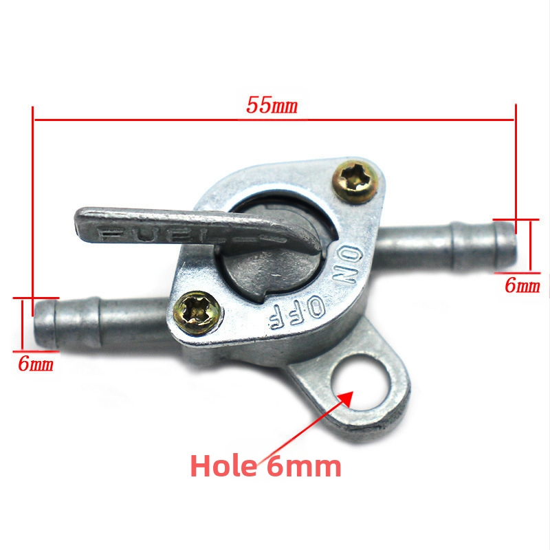 Универсален 6mm клапан за превключване на горивния резервоар за офроуд мотоциклети — Алуминий, дължина 55mm, диаметър на дюзата 6mm