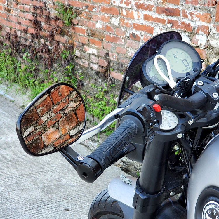 Motociklo galinio vaizdo veidrodėlis, plokščias stiklo veidrodėlis, aliuminio lydinio korpusas, suderinamas su įprastais vairo rankenėlėmis