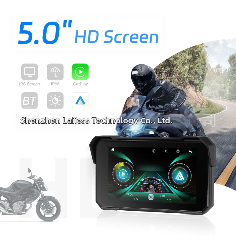Motocikla navigācijas ekrāns ar bezvadu CarPlay/Android Auto – 12V, ūdensizturīgs, modelis A4058, universāls motocikliem