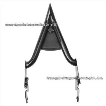 Harley motorkerékpárokhoz készült hátsó támasz, osztott gyorskioldó utas háttámla, hegyes ívű dizájnnal (Model 014588)