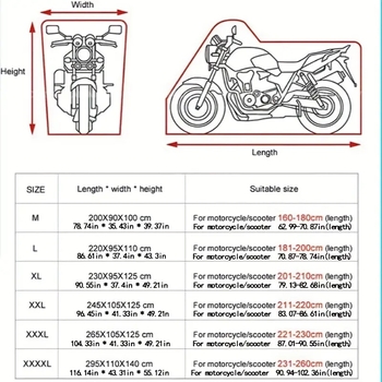 Motocikla pārsegs, lietusneca un UV aizsardzība, 210D Oxford audums, bieza putekļu pārsega ar iebūvētu pretzādzības aizdari (Zīmols: WU; Materiāls: Silk Polyester; Apstrāde un pielāgošana: Nē; Piemērojamie modeļi: Sazinieties ar klientu atbalstu)