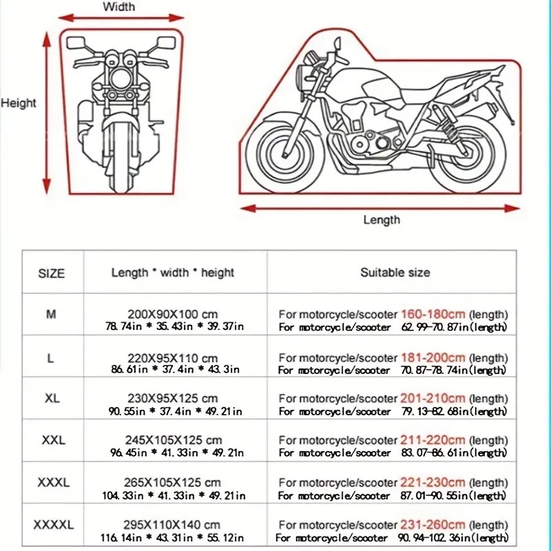 Motociklo gaubtas, atsparios lietui ir UV spinduliams, 210D Oxford audinys, storas dulkių dangos su įmontuotu vagių užraktu (Prekės ženklas: WU; Medžiaga: Silk Polyester; Apdorojimas ir pritaikymas: Ne; Taikomi modeliai: Susisiekite su klientų aptarnavimu)