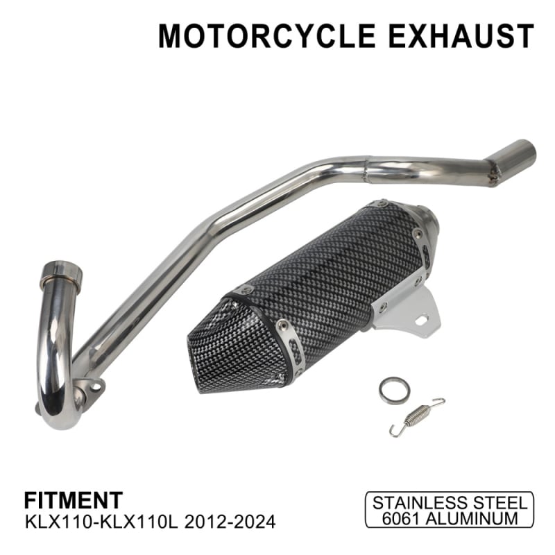JFG S-04 Țeavă de Eșapament cu Secțiune Completă pentru KLX110/KLX110L (2012-2024), Oțel Inoxidabil, Rotundă, Off-road, Rezistență la Temperatură înaltă