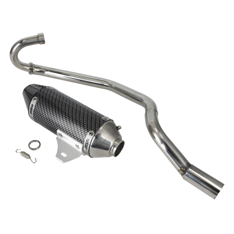 JFG S-04 Teljes Szekciós Kipufogócső KLX110/KLX110L-hez (2012-2024), Rozsdamentes acél, Körkörös, Terep, Magas Hőállóság