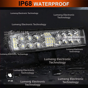 LED auto darba gaisma ar dubultrindu, trīspusīgu dizainu – 60W, 12-24V, 6000LM, 6000-6500K, alumīnija sakausējums