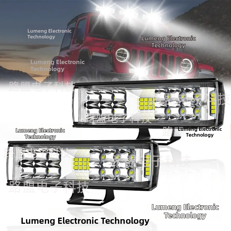 LED auto darba gaisma ar dubultrindu, trīspusīgu dizainu – 60W, 12-24V, 6000LM, 6000-6500K, alumīnija sakausējums