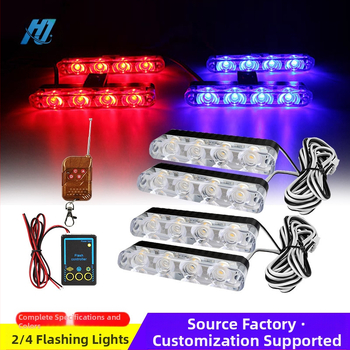 LED griļas gaismas automašīnām un kravas auto ar attālināto vadību, strobe gaisma, 12V, 9W, 1000 lm, modelis 608