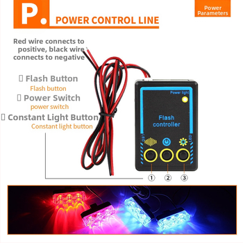 LED griļas gaismas automašīnām un kravas auto ar attālināto vadību, strobe gaisma, 12V, 9W, 1000 lm, modelis 608