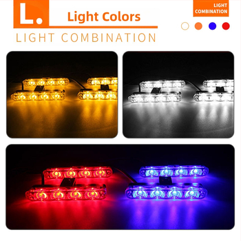 LED griļas gaismas automašīnām un kravas auto ar attālināto vadību, strobe gaisma, 12V, 9W, 1000 lm, modelis 608