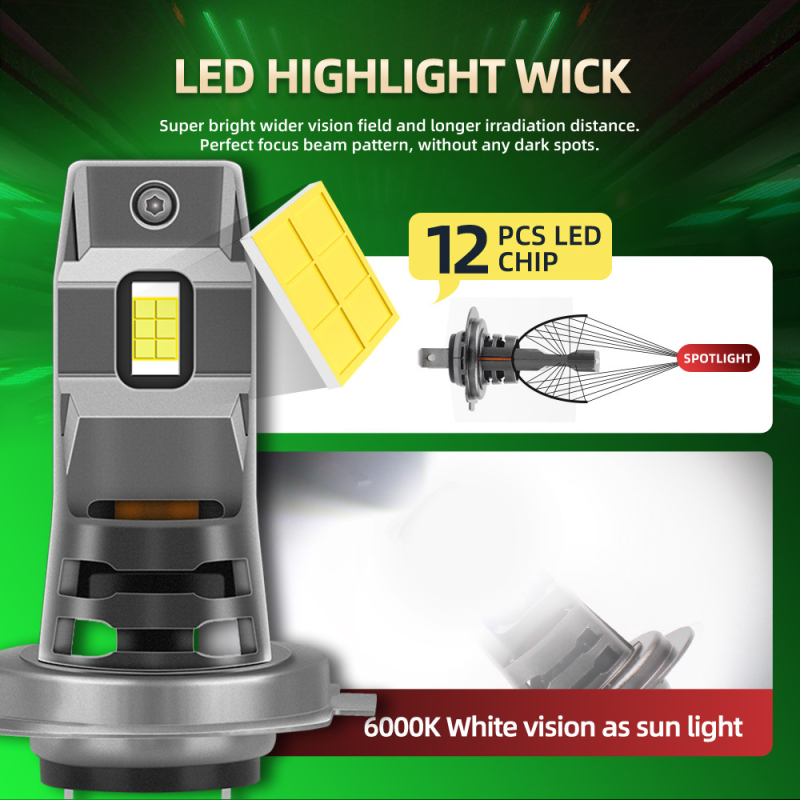 Far LED auto H7 M10 inline - 60W, 9-36V, 8000LM, CSP3570, IP68, 50000h