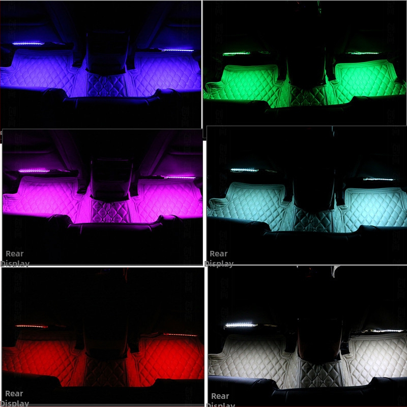 Интериорна автомобилна амбиент подсветка за краката, RGB LED 5050 SMD, модел FG-DS18, 12V, 15W, гласово управление и музикален ритъм