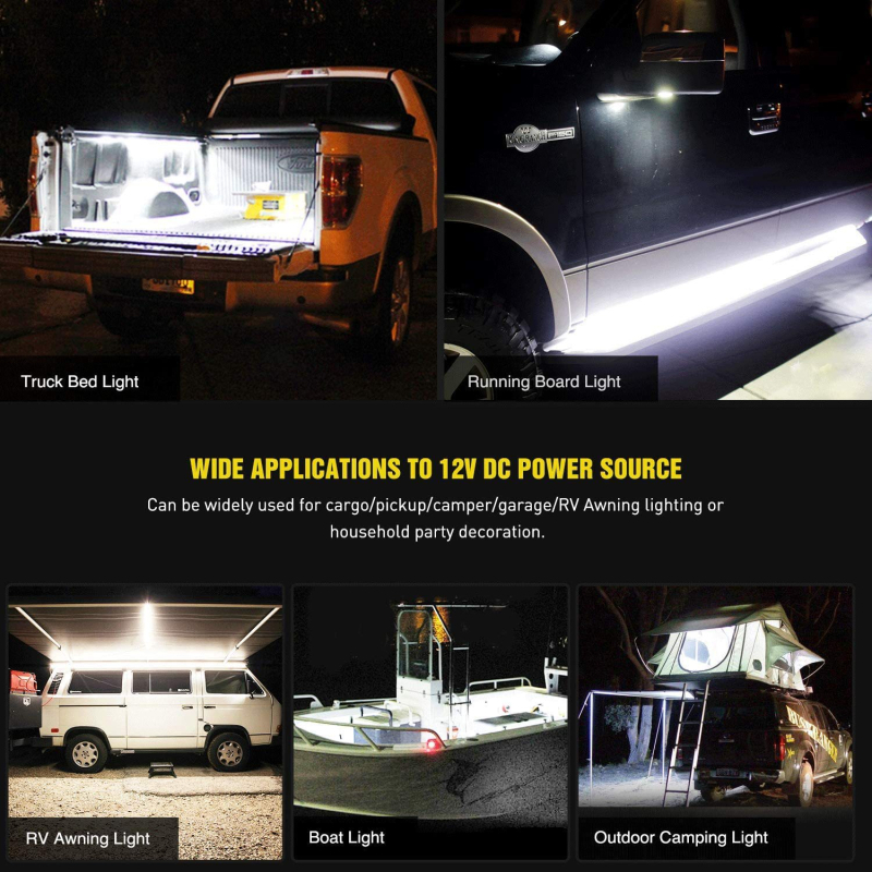 Pickup rekeszvilágító szalag 5050 LED-ekkel, PVC+LED, 12V, 10W, Modell 019