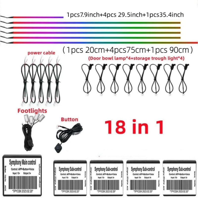 Φωτιστικό εσωτερικού αυτοκινήτου LED με κρυφό ακρυλικό σχέδιο, μοντέλο 18 LED, 12V 8W, συμβατότητα σε όλα τα οχήματα