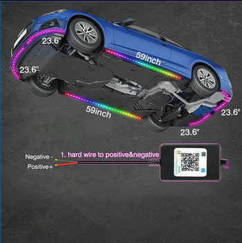 Symphony chassis light – LED lente automobiļa šasijai – silikons, APP vadība, mūzikas ritms, 12V, 20W