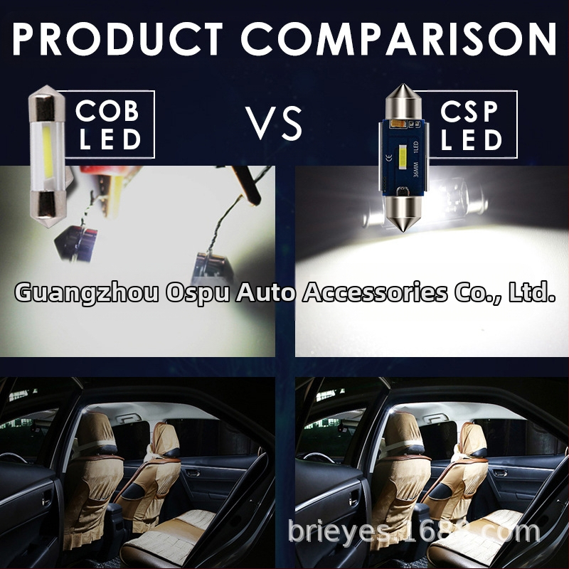 LED светлина за покрив на автомобил, Double tip C5W Festoon, 1 CSP1860 LED, 2.7W, 12-16V