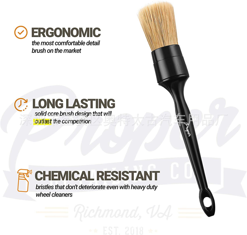 3 darab részletes kefék készlet műanyag alapú, drótos sörtékkel, belső légcsatornák és varratok tisztítására