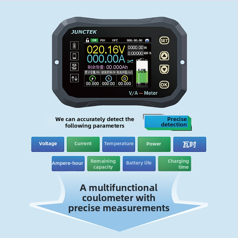Kg-F koulometras – Aukštos tikslumo įtampos ir srovės matuoklis elektrinių transporto priemonių baterijoms, Kg-f serija, JUNCTEK, 400 g