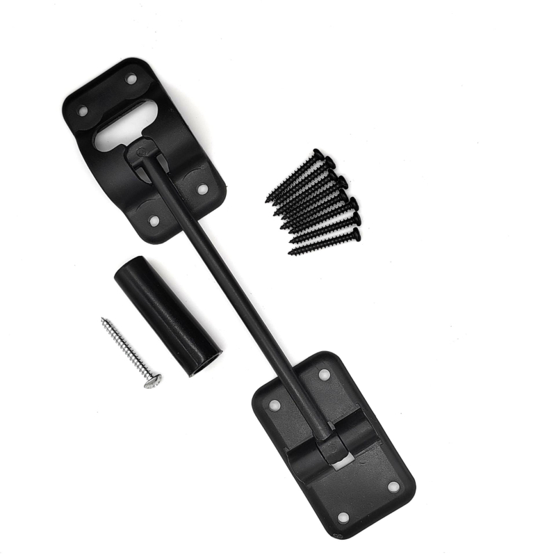 RV lakókocsi kiegészítő – 6 hüvelykes műanyag külső ajtóhorog ütésálló oszloppal; 9 csavar tartozék; anyag: műanyag; tömeg: 60 g; feldolgozás testreszabása: Igen