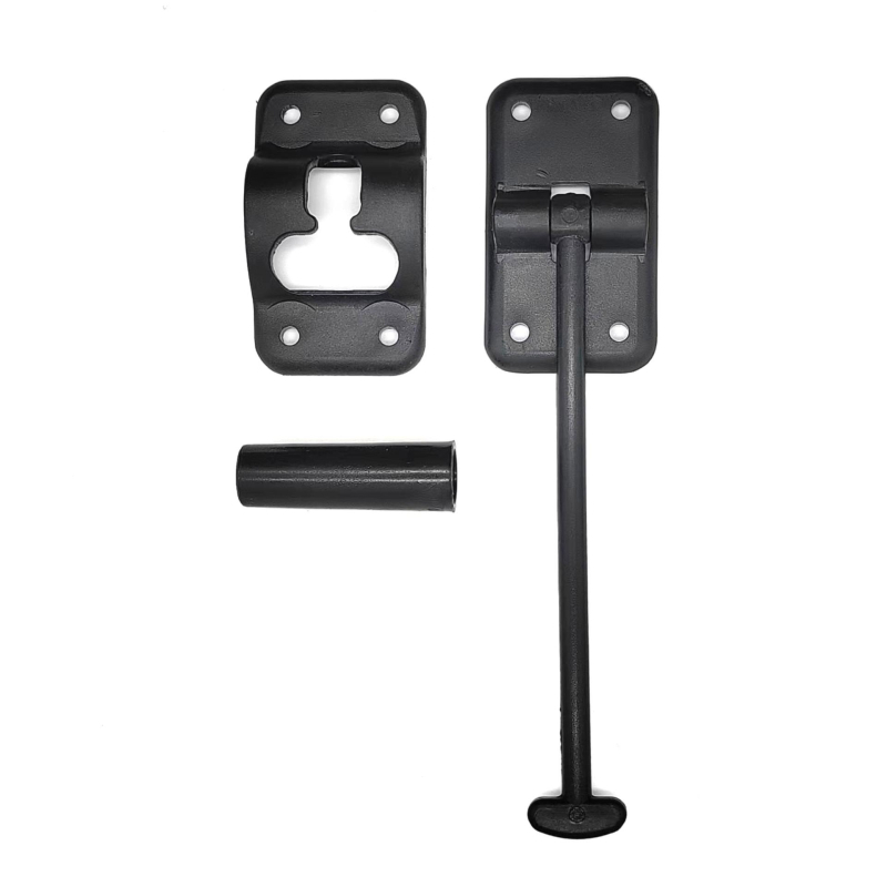 RV lakókocsi kiegészítő – 6 hüvelykes műanyag külső ajtóhorog ütésálló oszloppal; 9 csavar tartozék; anyag: műanyag; tömeg: 60 g; feldolgozás testreszabása: Igen