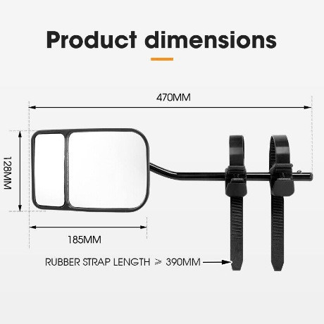 Atbulinės eigos veidrodžio laikiklis RV priekabai — reguliuojamas plokščias veidrodis, stiklas, modelis 326-1, PP dangtelis