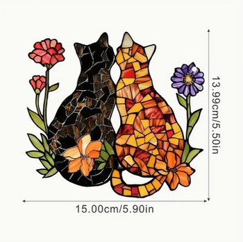 Ακρυλική γάτα για τον τοίχο – μοντέρνο στυλ τέχνης, χάραξη και εκτύπωση, καθιστή πόζα