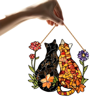 Ακρυλική γάτα για τον τοίχο – μοντέρνο στυλ τέχνης, χάραξη και εκτύπωση, καθιστή πόζα