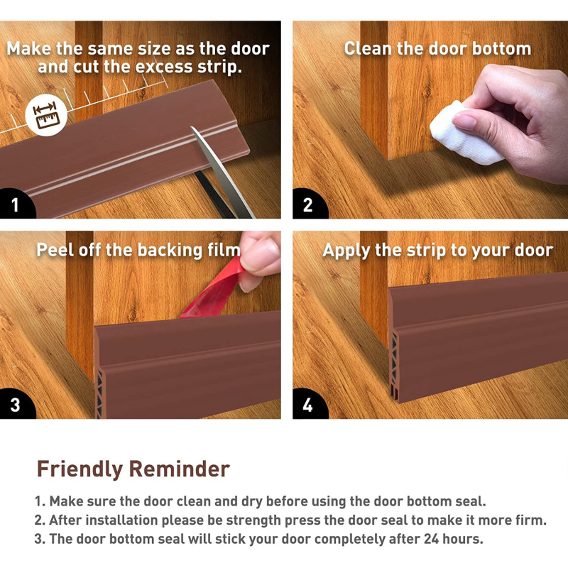 Долен уплътнител за врати – звукоизолация, топлоизолация и защита от прах и насекоми, модел 232, тип 000, издръжливост на износване