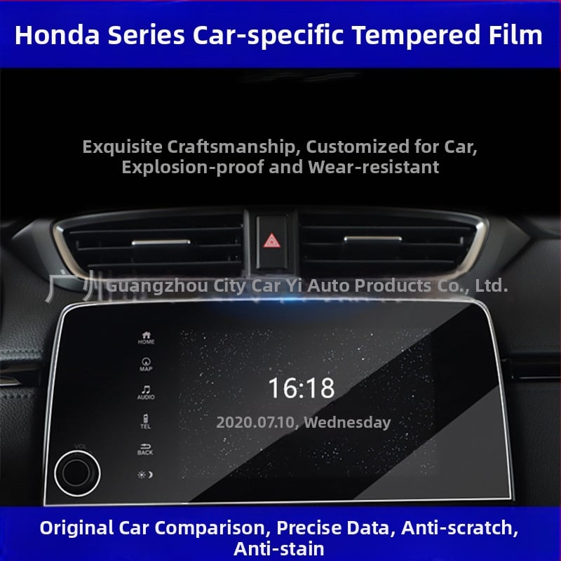 Temperētā stikla aizsargs auto navigācijas ekrānam – Honda CR-V/Jade/Crown (18–21) – HD, pret pirkstu nospiedumiem