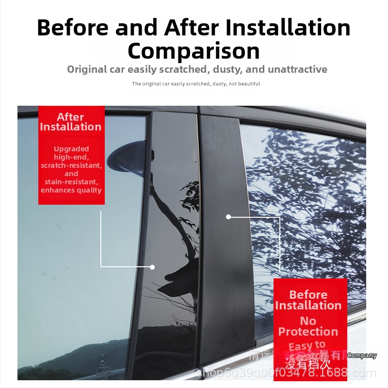 Saberya Mercedes-Benz покрития за страничните колони на прозореца, PC пластмаса, 6 бр., за модели ML/M-класа и GLE (2006–2023)